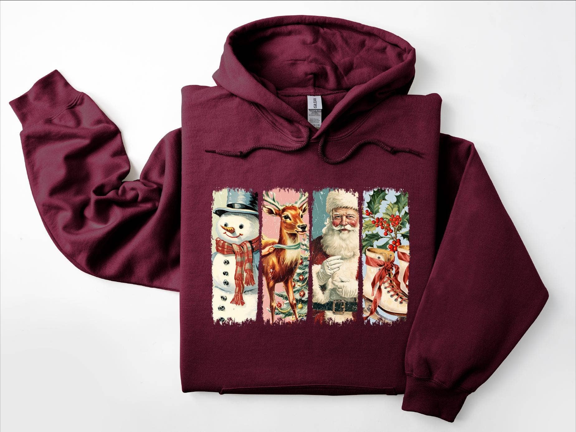 Retro Christmas Santa Claus Hoodie Merry Sweatshirt Unisex T-shirt, Sweatshirt, Hoodie, Long Sleeve Tee - T-Shirt, Sweatshirt, Hoodie