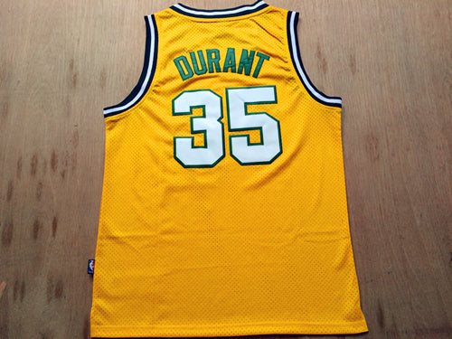 SuperSonics No. 35 Durant Retro Yellow Premium Mesh basketball jersey product view 2