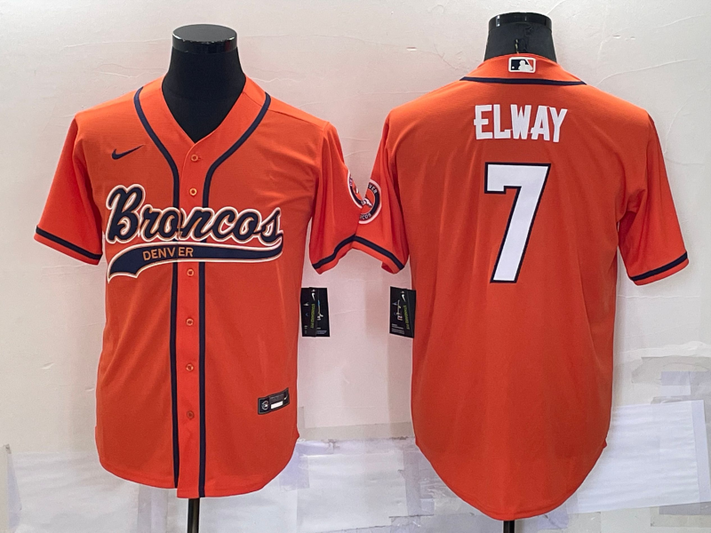 Men's Denver Broncos John Elway Orange Game Jersey Joint Edition football jersey product view 1