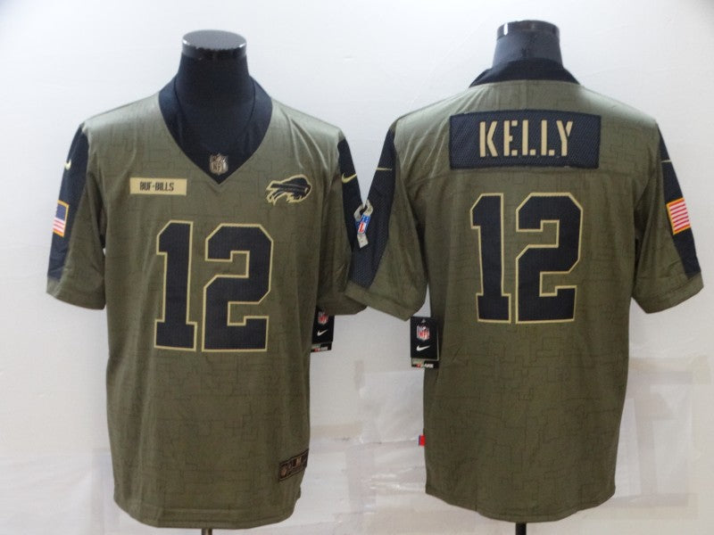 Men's Buffalo Bills Jim Kelly #12 Brown Game Jersey1 football jersey product view 1
