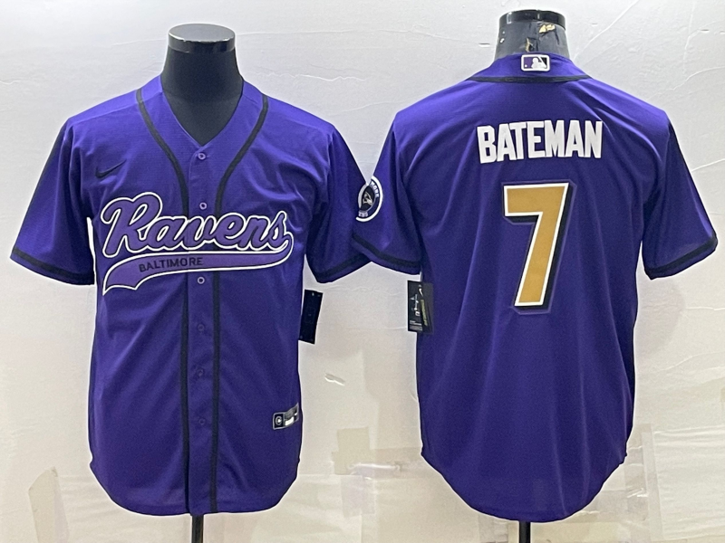 Men's Baltimore Ravens Rashod Bateman Purple Player Jersey Joint Edition football jersey product view 1