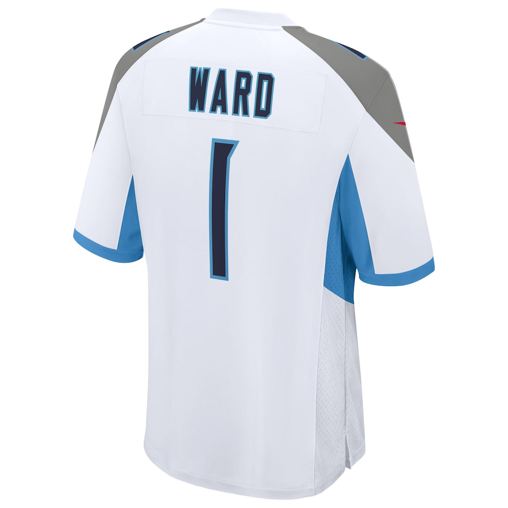 T.Titans #1 Cameron Ward White 2025 NFL Draft First Round Pick Game Jersey football jersey product view 1