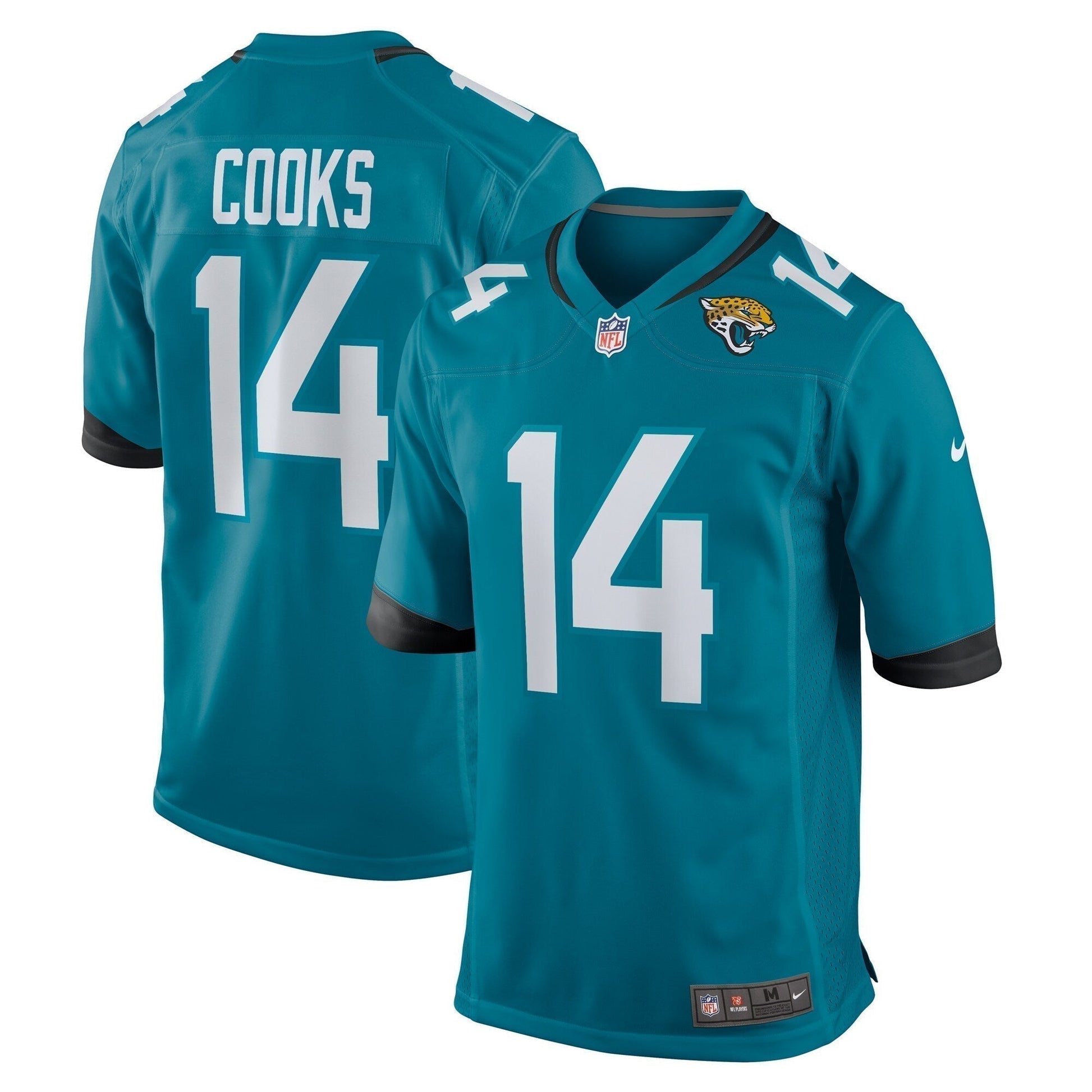 Elijah Cooks Jacksonville Jaguars Team Game Jersey - Teal football jersey product view 1