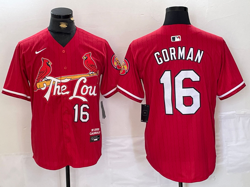 Men's St. Louis Cardinals Nolan Gorman Red 2024 City Connect Limited Player Jersey baseball jersey product view 1