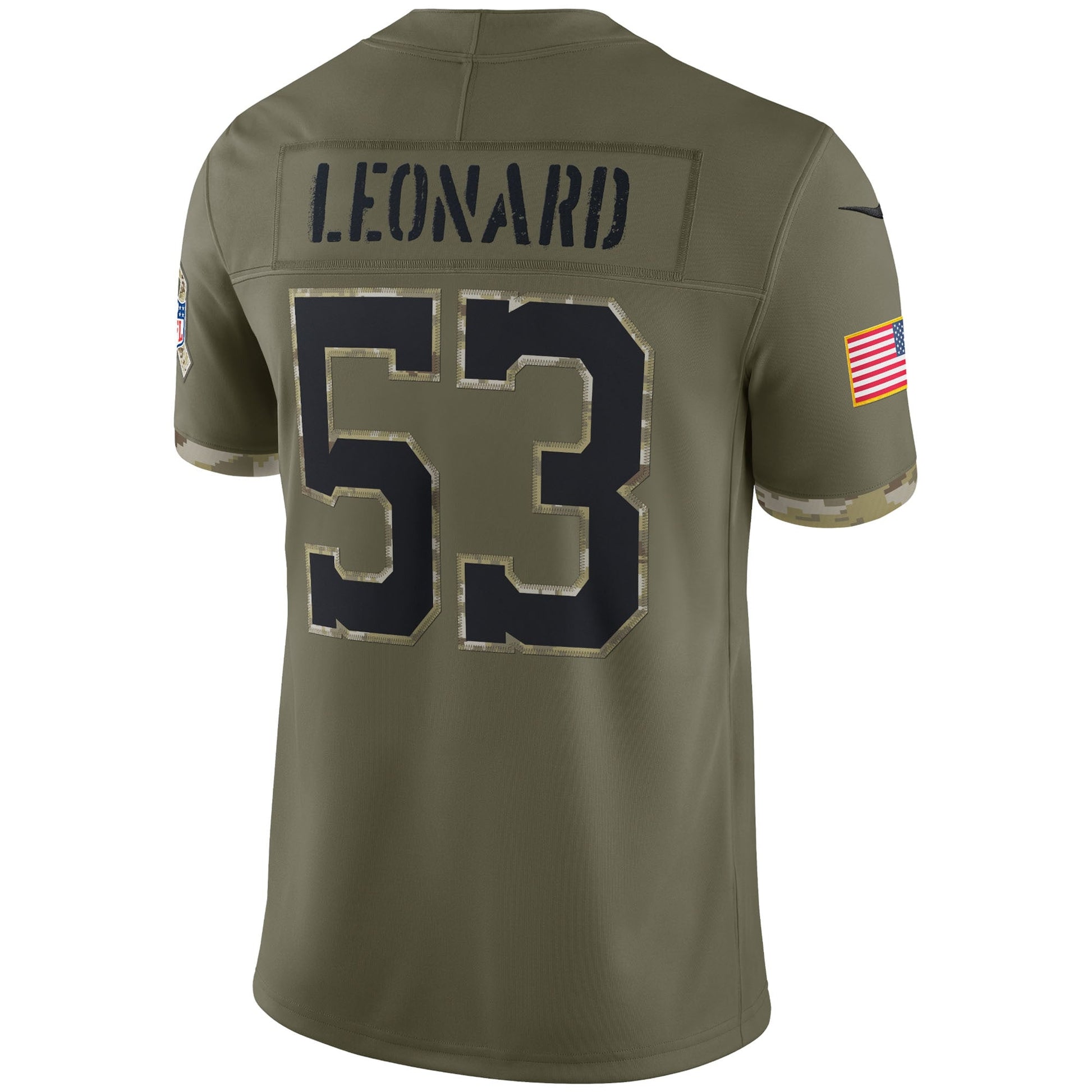 Shaquille Leonard Indianapolis Colts Salute To Service Limited Jersey - Olive football jersey product view 3