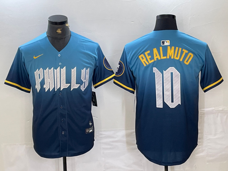 Men's Philadelphia Phillies J.T. Realmuto #10 Blue 2024 City Connect Limited Player Jersey baseball jersey product view 1