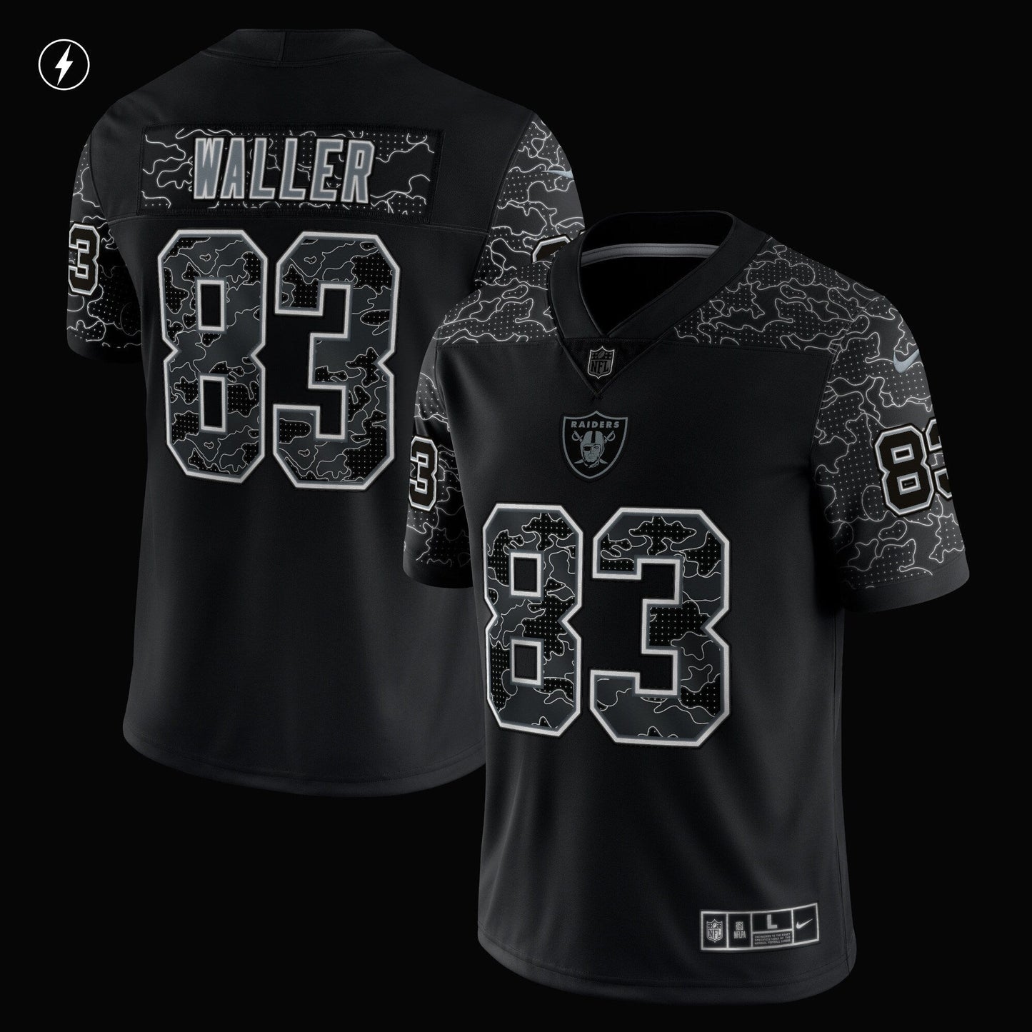 Darren Waller Las Vegas Raiders RFLCTV Limited Jersey - Black football jersey product view 2