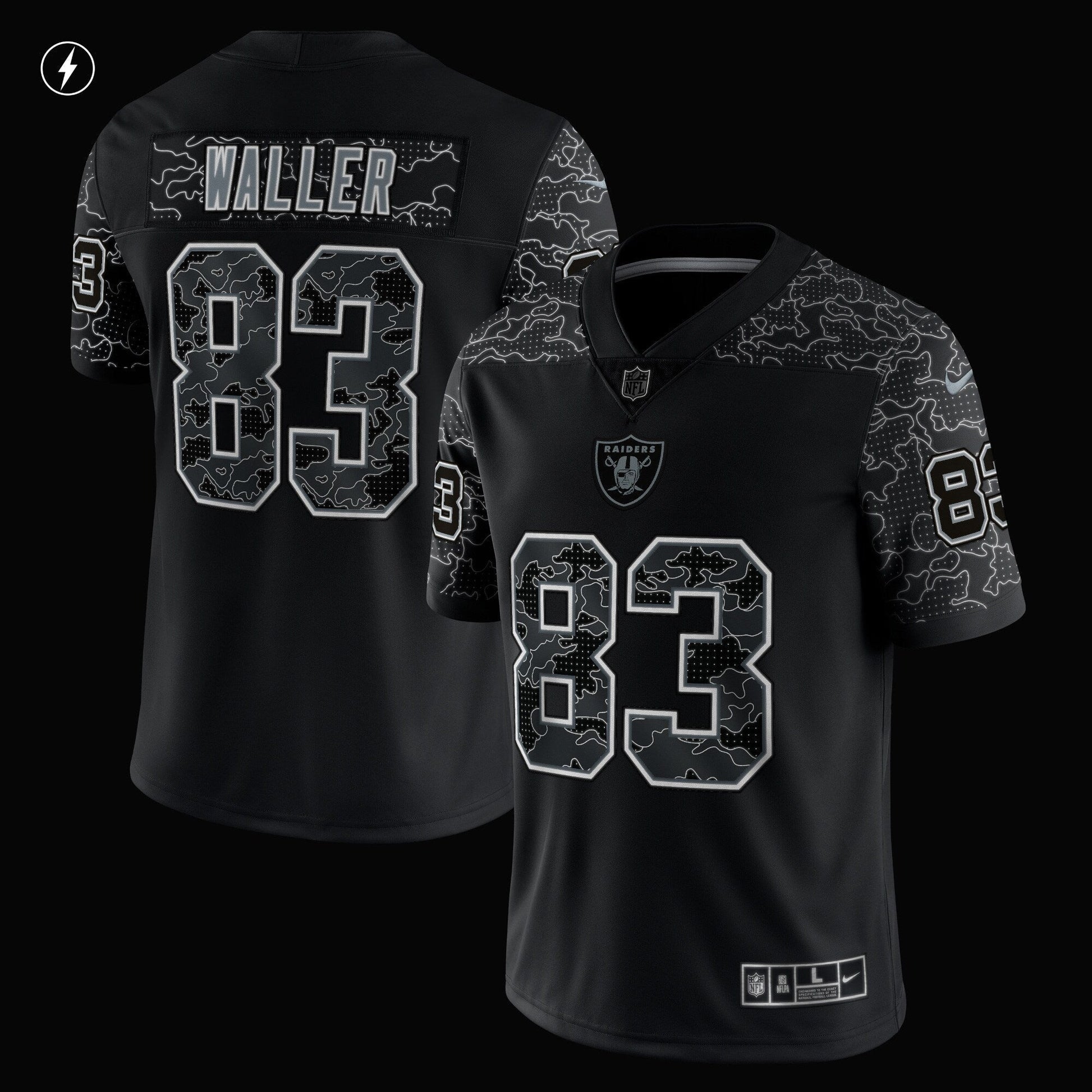 Darren Waller Las Vegas Raiders RFLCTV Limited Jersey - Black football jersey product view 2