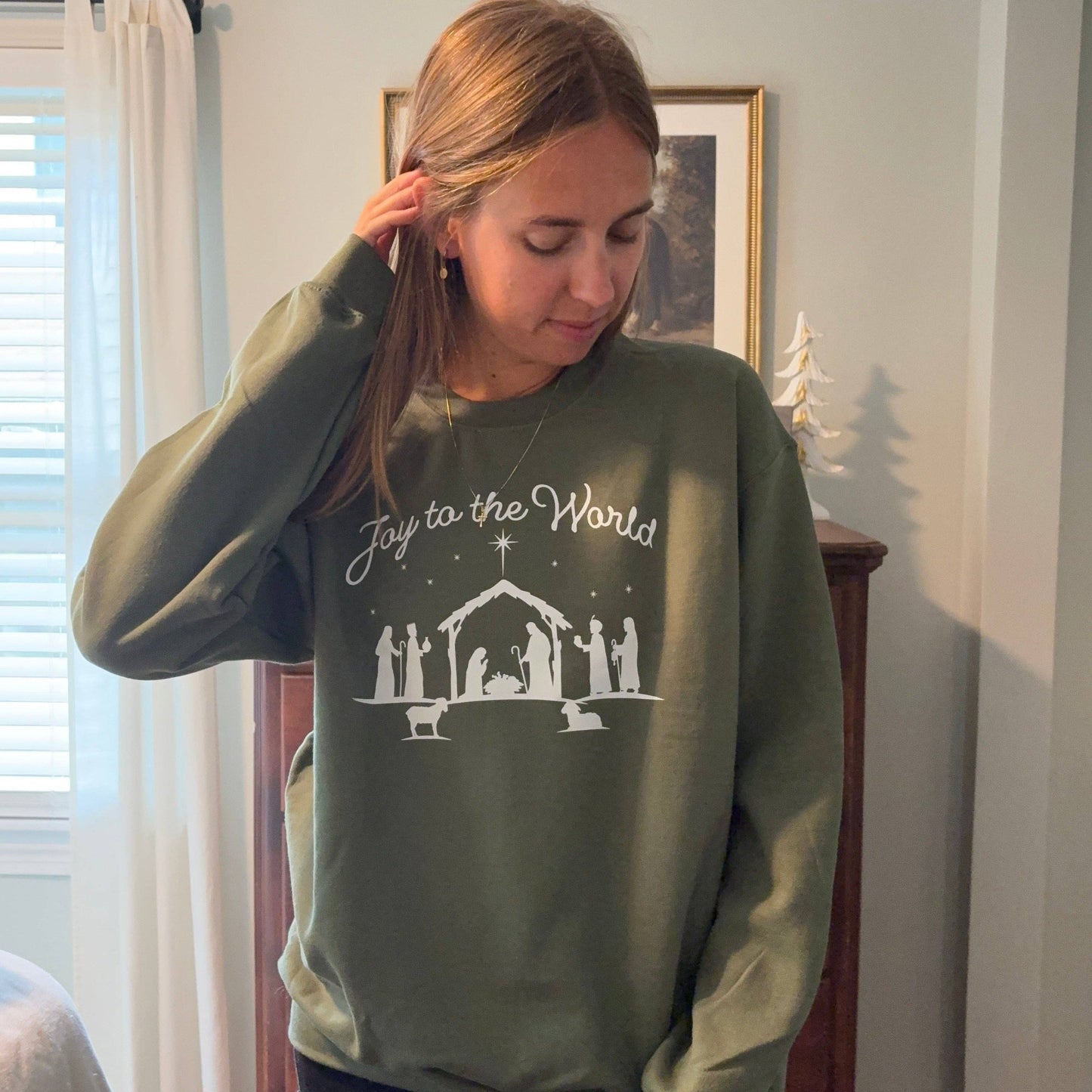 Joy To the World Nativity Scene Unisex T-shirt, Sweatshirt, Hoodie, Long Sleeve Tee - T-Shirt, Sweatshirt, Hoodie