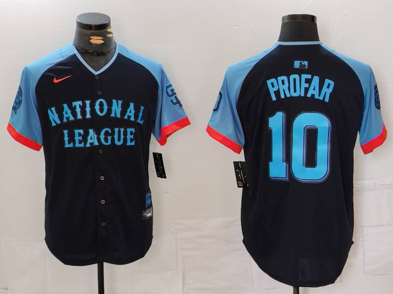 Men's National League Jurickson Profar Navy 2024 MLB All-Star Game Limited Player Jersey baseball jersey product view 1