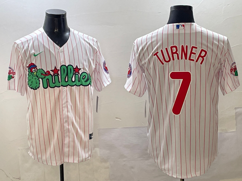 Men's Philadelphia Phillies Trea Turner White Replica Team Jersey baseball jersey product view 1