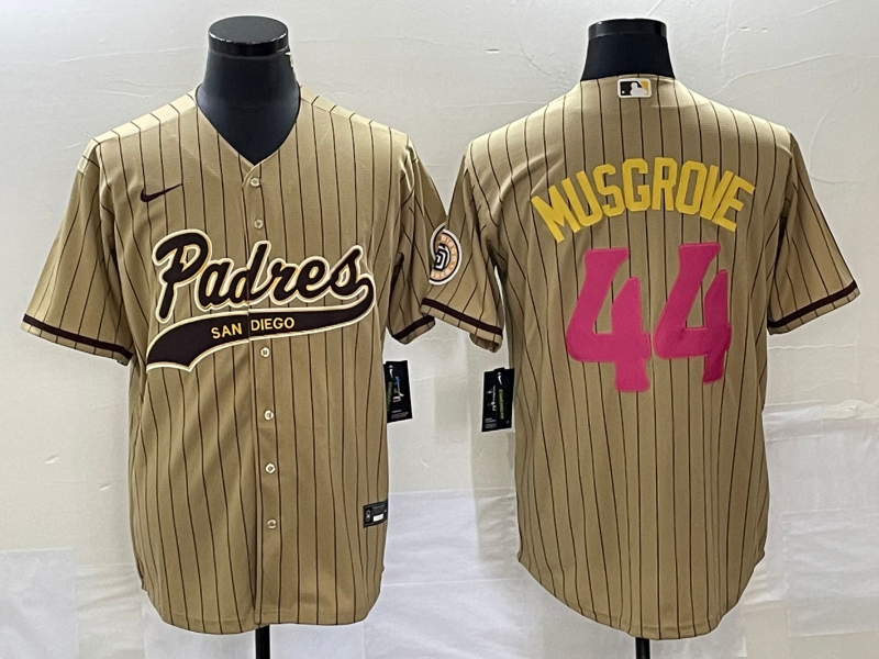 Men's San Diego Padres Joe Musgrove Tan Replica Player Jersey Joint Edition baseball jersey product view 1