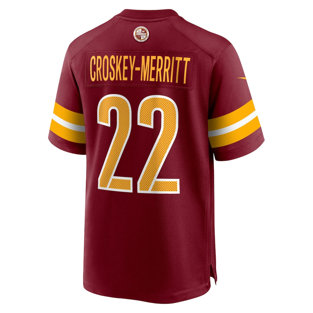 W.Commanders #22 Jacory Croskey-Merritt Burgundy Team Game Jersey football jersey product view 1