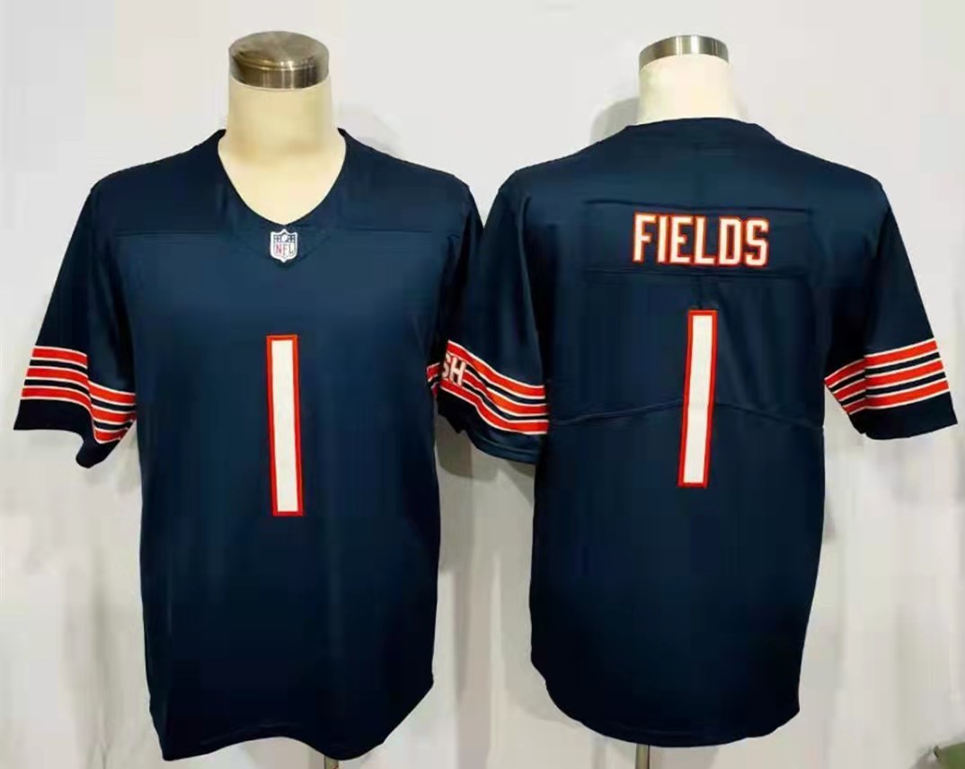 Men's Chicago Bears Justin Fields #1 Navy Vapor Limited Jersey1 football jersey product view 1