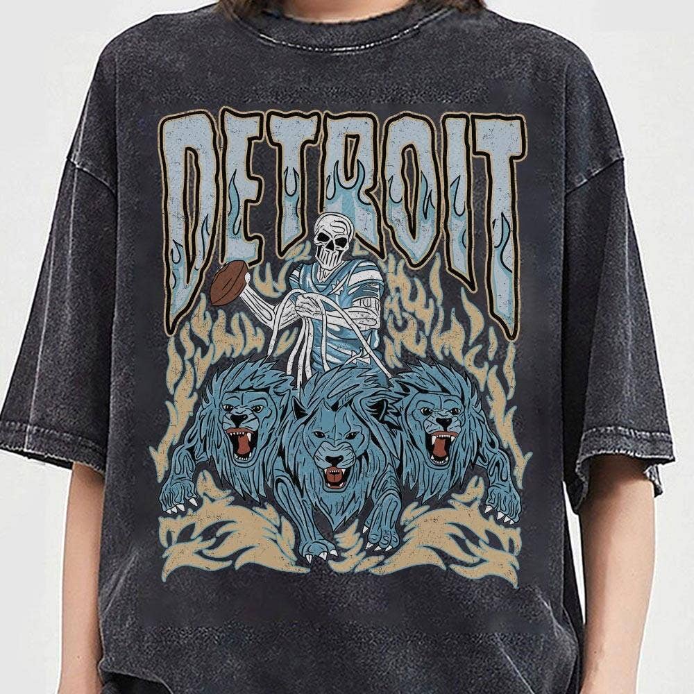Vintage Detroit Football Skull Shirt Unisex T-shirt, Sweatshirt, Hoodie, Long Sleeve Tee - T-Shirt, Sweatshirt, Hoodie