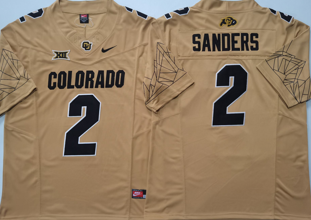 Men's Colorado Buffaloes Shedeur Sanders #2 Yellow Game Jersey sports jersey product view 1