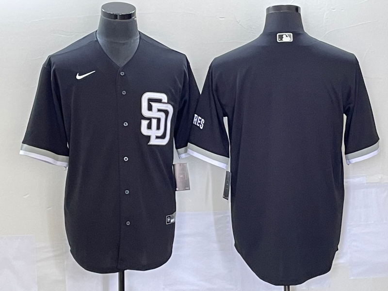 Men's San Diego Padres Black Replica Blank Jersey1 baseball jersey product view 1