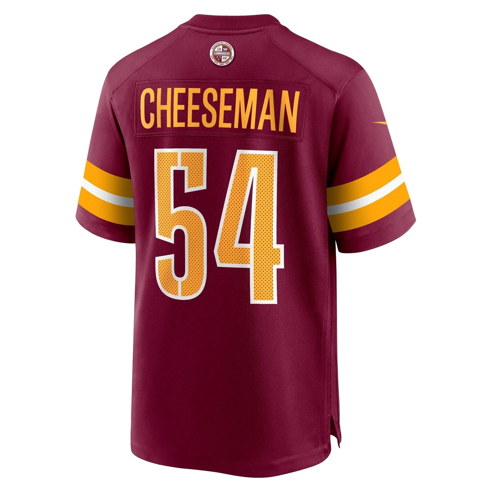 Camaron Cheeseman Washington Commanders Game Jersey - Burgundy football jersey product view 3