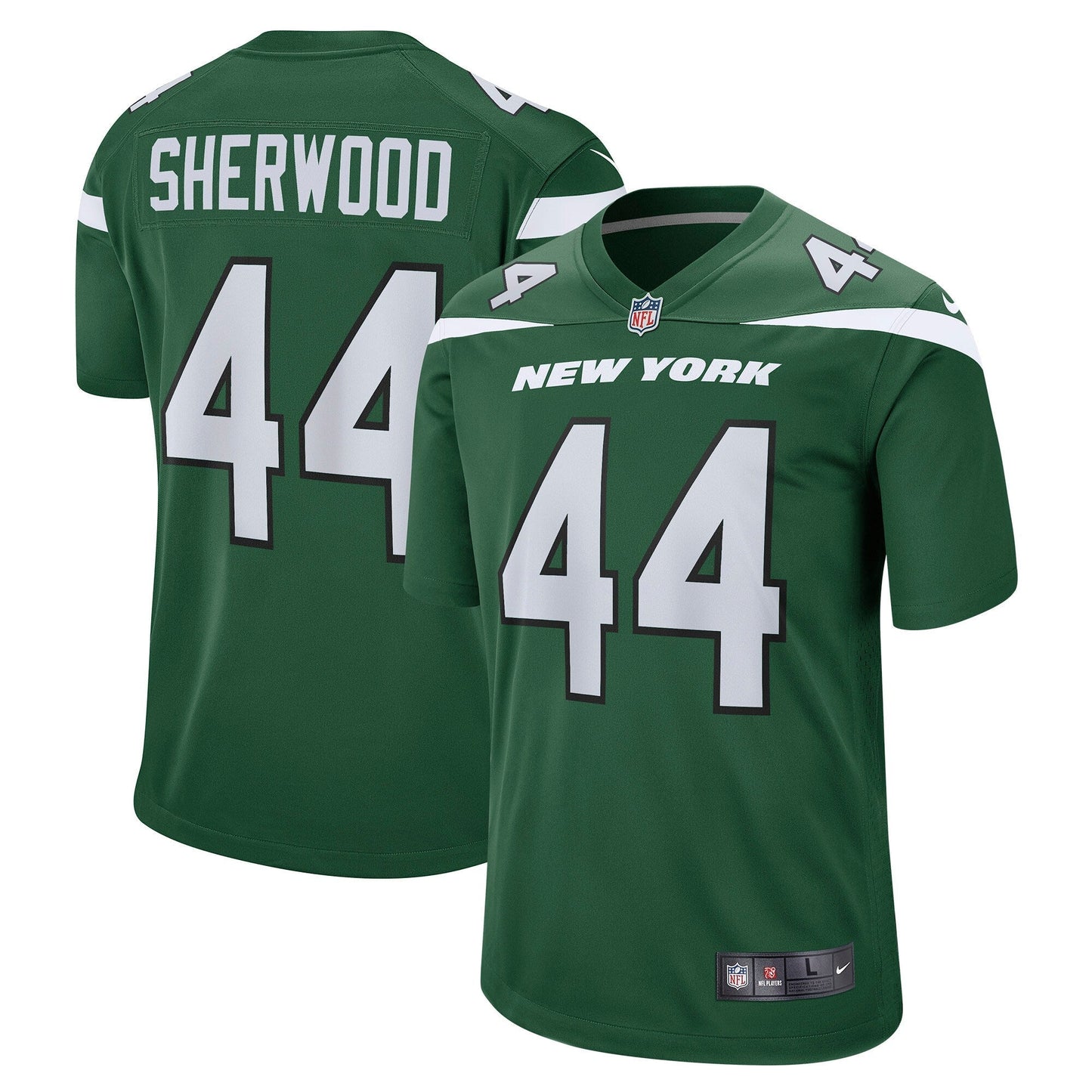 Jamien Sherwood New York Jets Game Jersey - Gotham Green football jersey product view 1