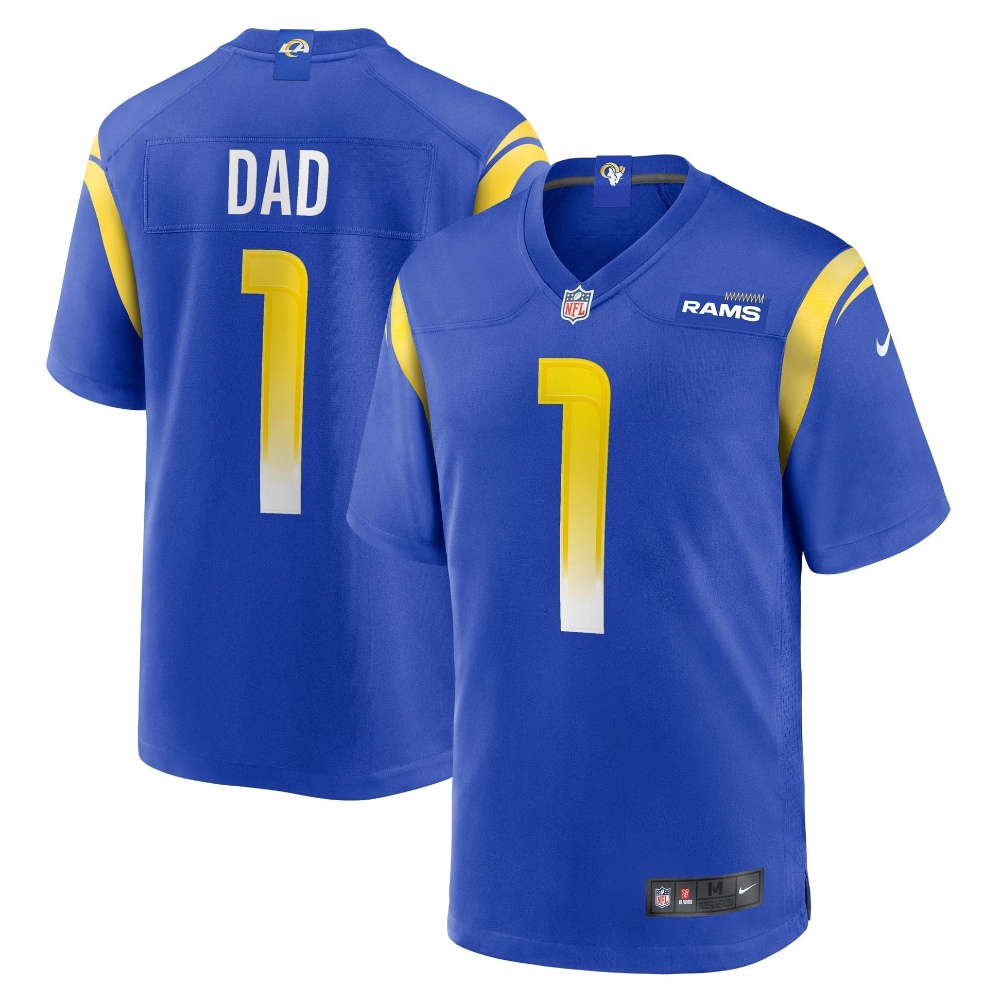 Number 1 Dad Los Angeles Rams Game Jersey - Royal football jersey product view 1