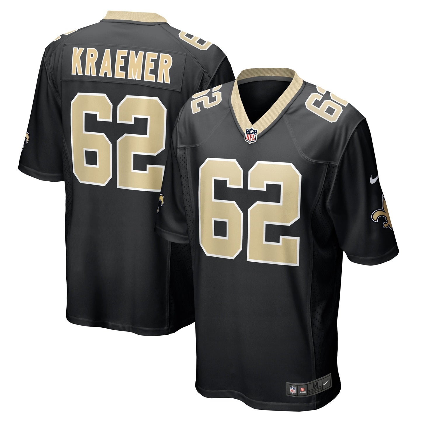Tommy Kraemer New Orleans Saints Team Game Jersey - Black football jersey product view 1