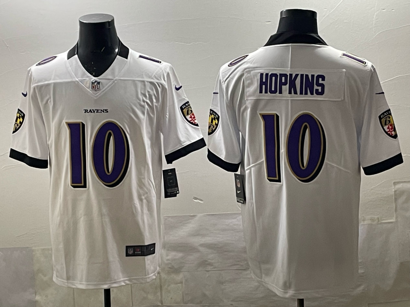 Men's Baltimore Ravens DeAndre Hopkins #10 White Player Game Jersey football jersey product view 1