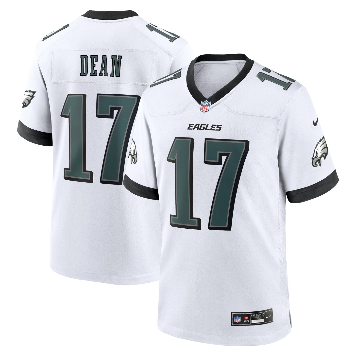 Nakobe Dean Philadelphia Eagles White Game Jersey - White football jersey product view 1