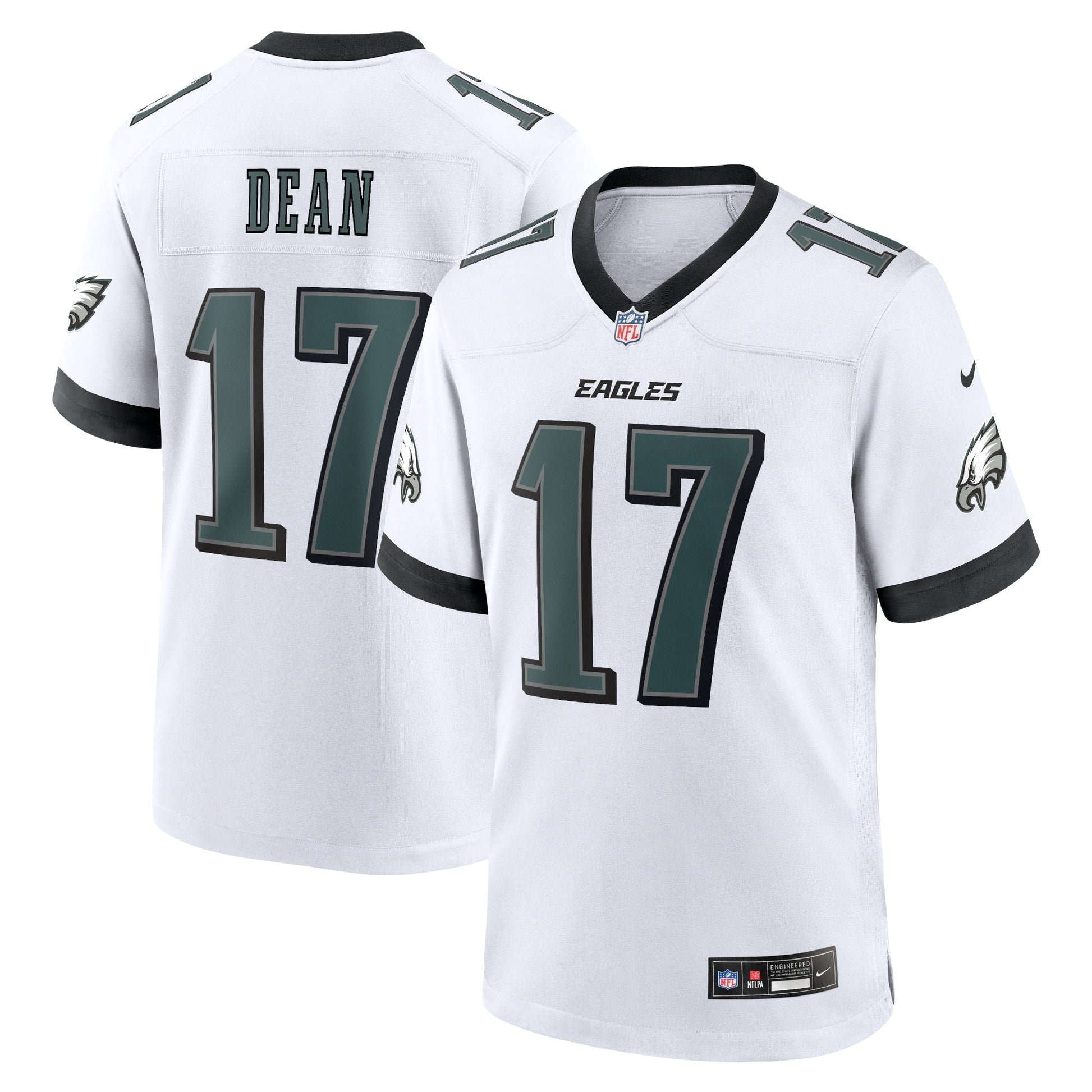 Nakobe Dean Philadelphia Eagles White Game Jersey - White football jersey product view 1