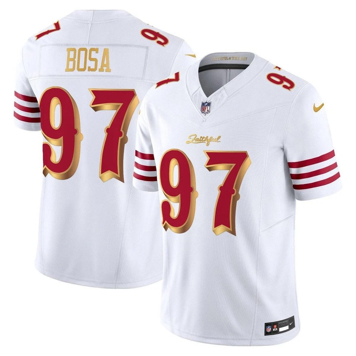 Men's Nick Bosa San Francisco 49ers 2025 Rivalries Collection F.U.S.E. Limited White Jersey football jersey product view 1