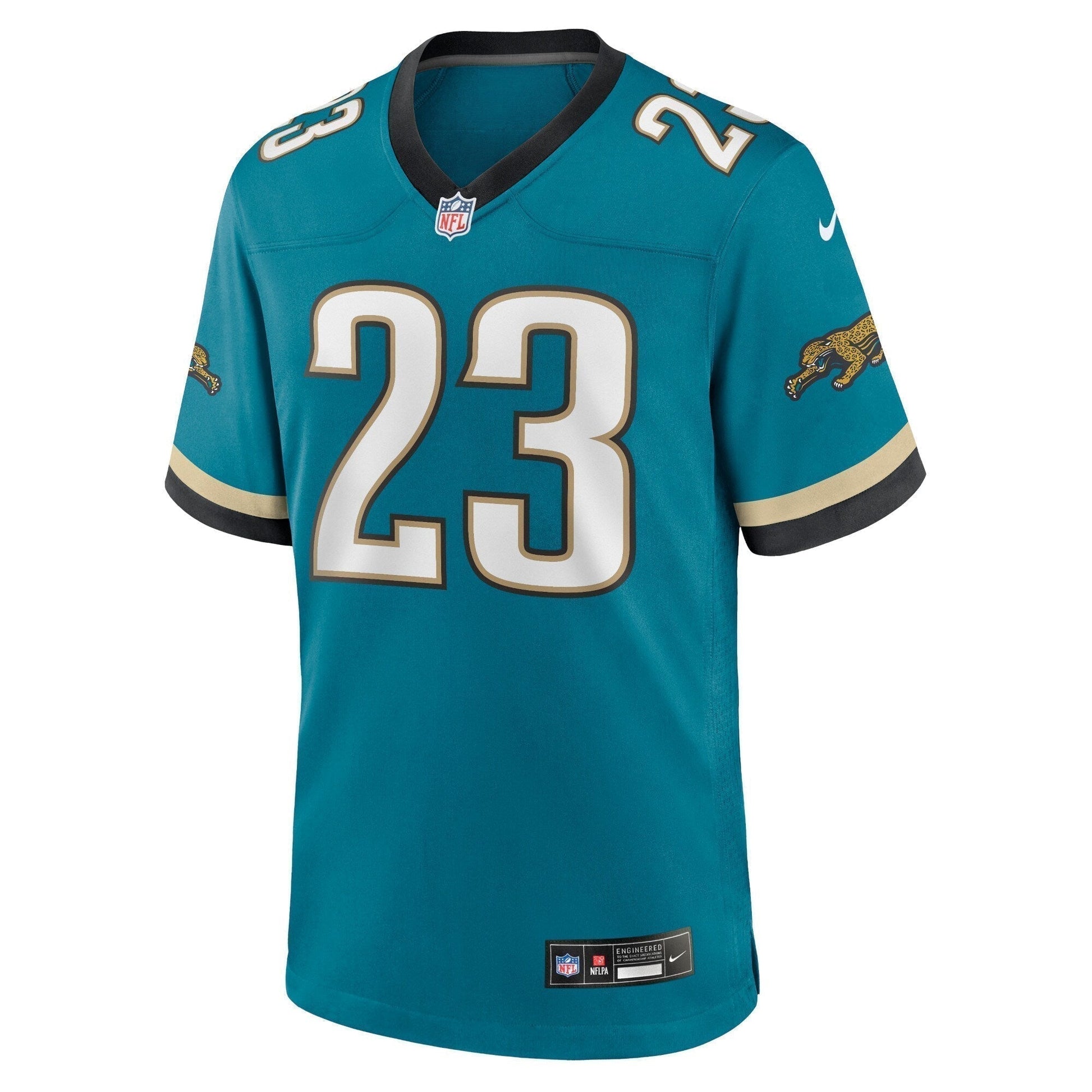 Foye Oluokun Jacksonville Jaguars Prowler Throwback Game Jersey - Teal football jersey product view 2