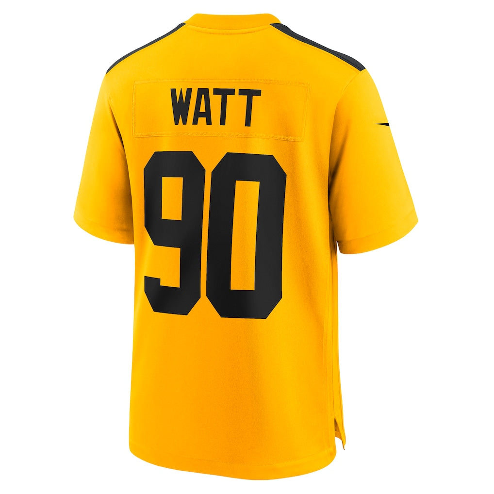 P.Steelers #90 T.J. Watt Gold Alternate 1933 Throwback Game Jersey football jersey product view 1