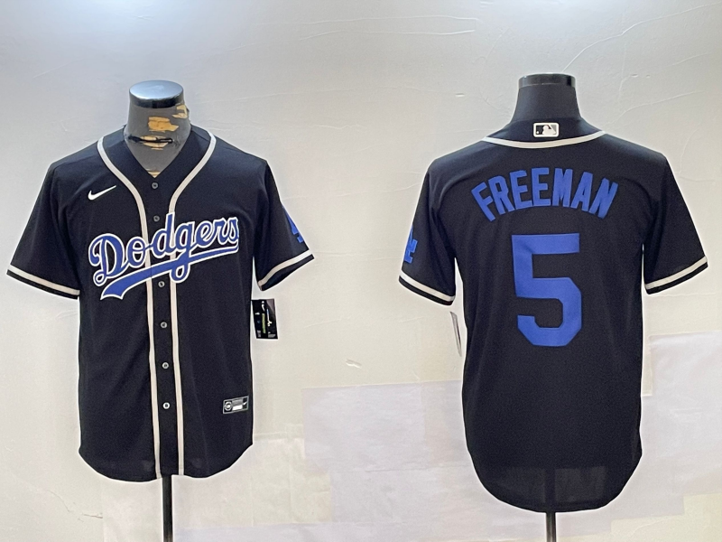 Men's Los Angeles Dodgers Freddie Freeman #5 Black Alternate Replica Player Jersey baseball jersey product view 1