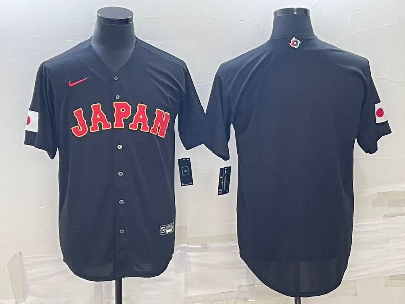 Men's 2023 World Baseball Classic Japan Black Blank Jersey baseball jersey product view 1