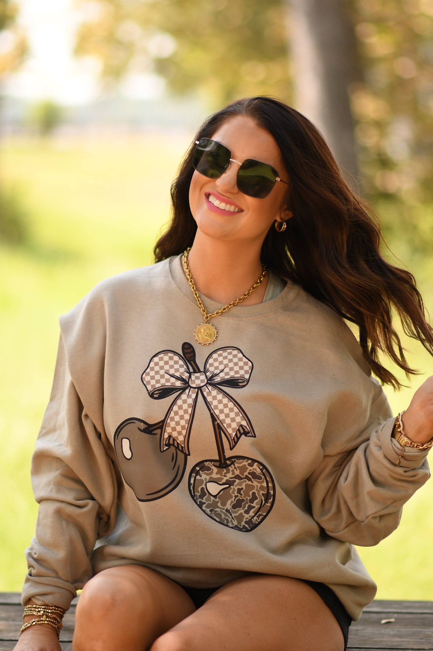 Camo Cherries Sweatshirt Unisex T-shirt, Sweatshirt, Hoodie, Long Sleeve Tee - T-Shirt, Sweatshirt, Hoodie