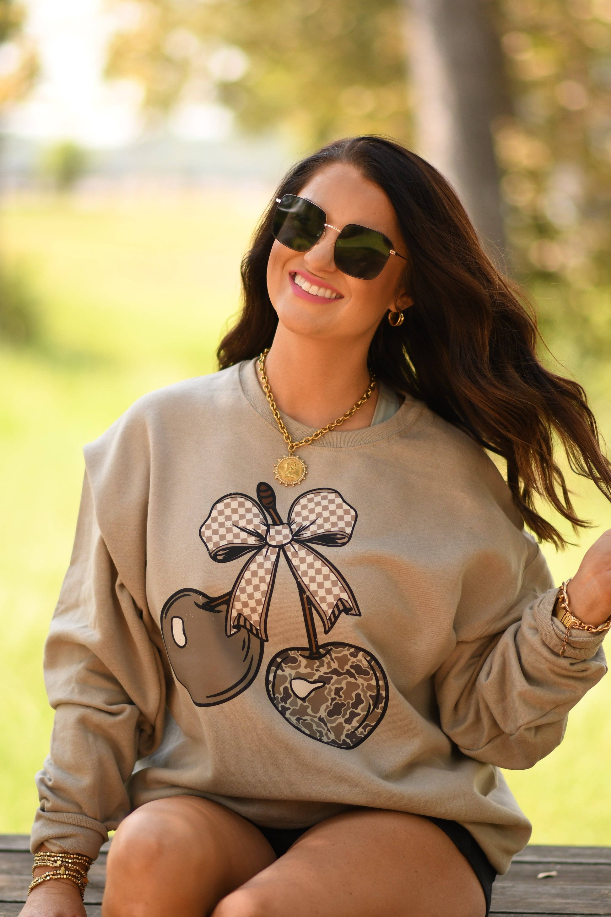 Camo Cherries Sweatshirt Unisex T-shirt, Sweatshirt, Hoodie, Long Sleeve Tee - T-Shirt, Sweatshirt, Hoodie
