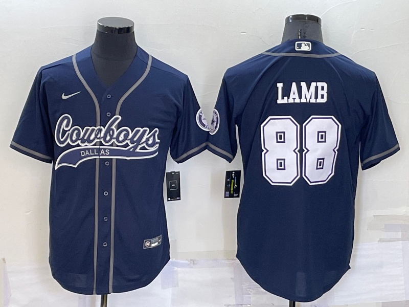 Men's Dallas Cowboys CeeDee Lamb Navy Game Jersey Joint Edition football jersey product view 1