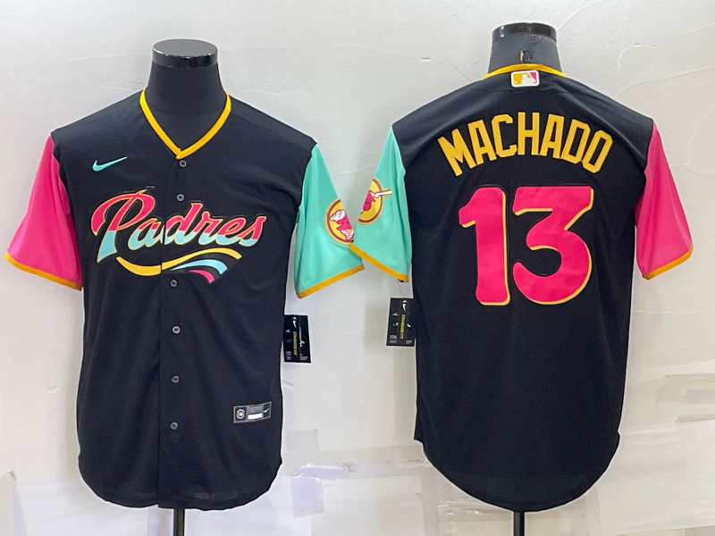Men's San Diego Padres Manny Machado Black City Connect Replica Player Jersey baseball jersey product view 1