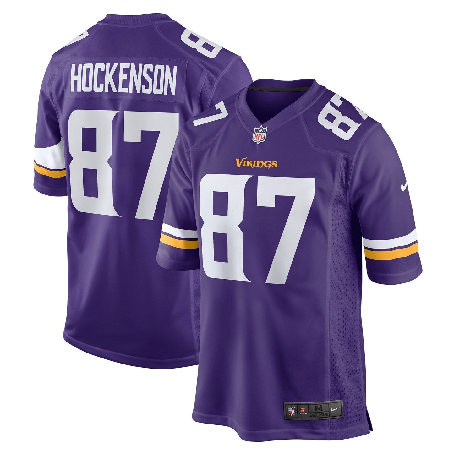 T.J. Hockenson Minnesota Vikings Game Jersey - Purple football jersey product view 1