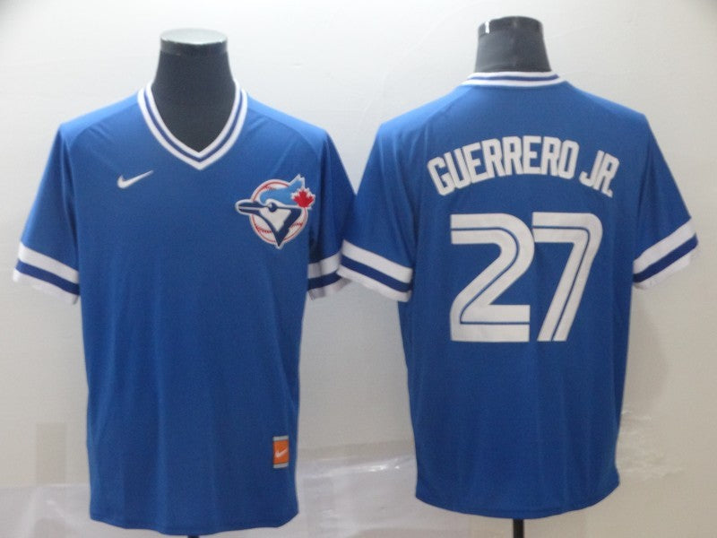 Men's Toronto Blue Jays1 Vladimir Guerrero Jr. #27 Blue Replica Player Jersey baseball jersey product view 1