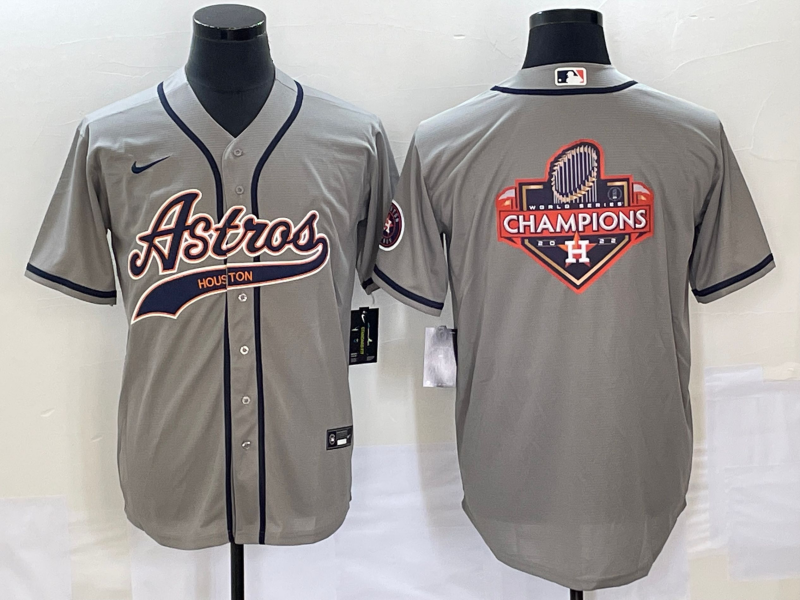 Men's Houston Astros Gray Replica Player Jersey Joint Edition baseball jersey product view 1