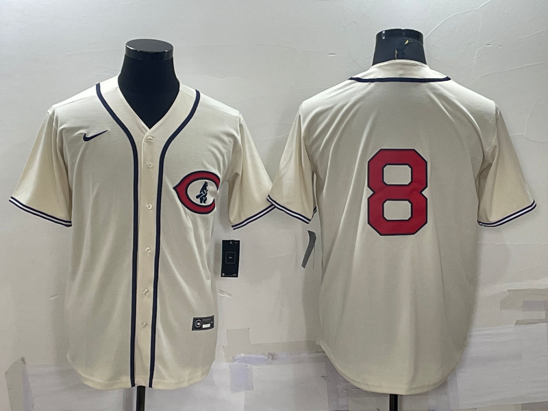 Men's Chicago Cubs Ian Happ #8 Cream Player Name Jersey baseball jersey product view 1