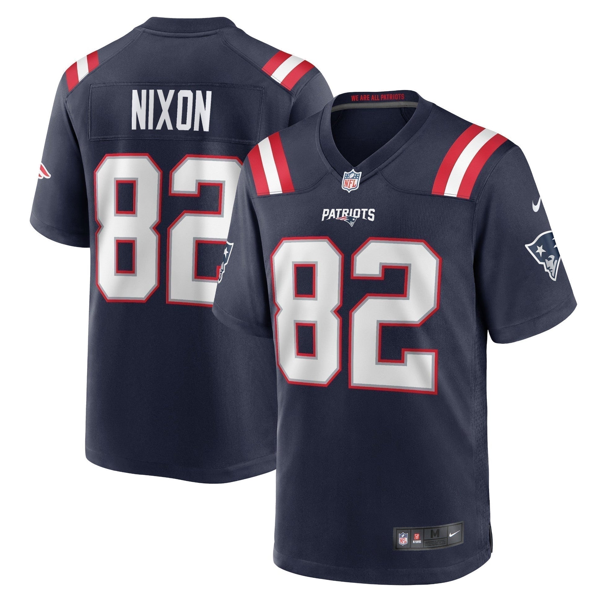Tre Nixon New England Patriots Game Jersey - Navy football jersey product view 1