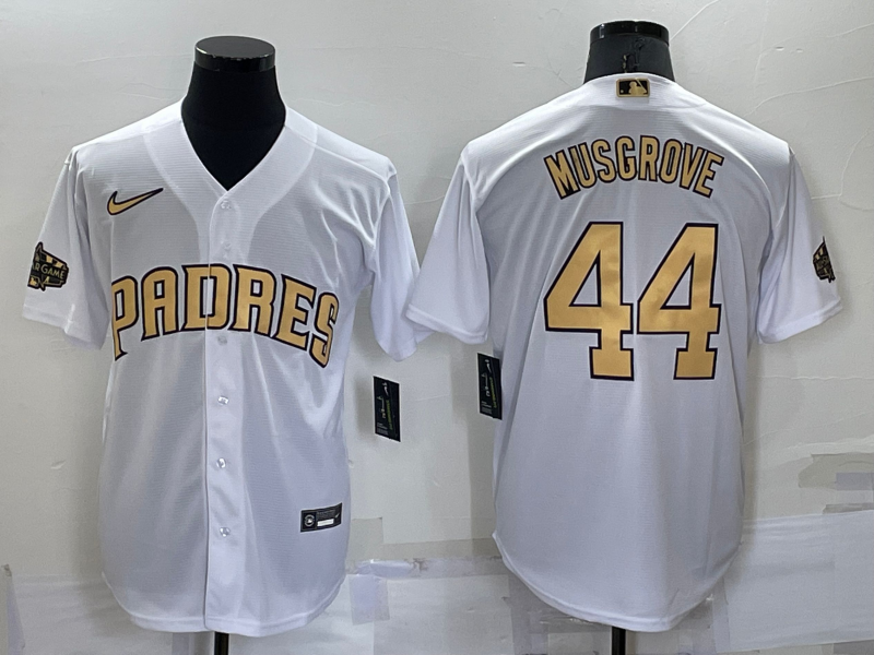 Men's San Diego Padres Joe Musgrove #44 White Replica Player Jersey baseball jersey product view 1