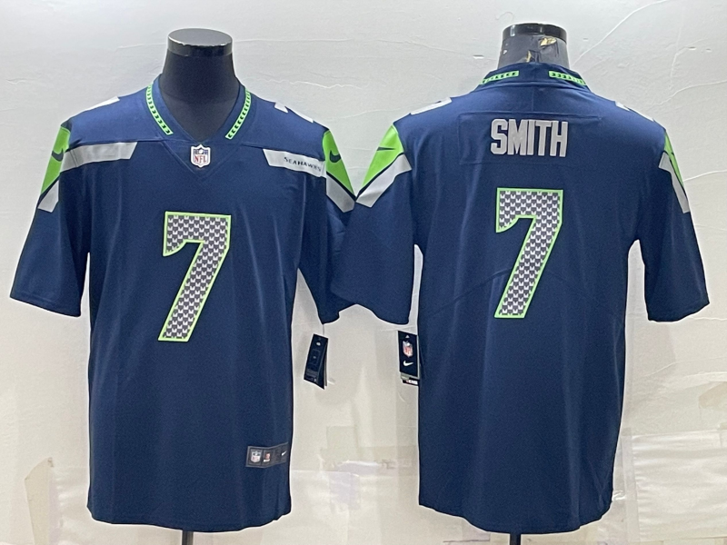 Men's Seattle Seahawks Geno Smith Navy Game Jersey football jersey product view 1