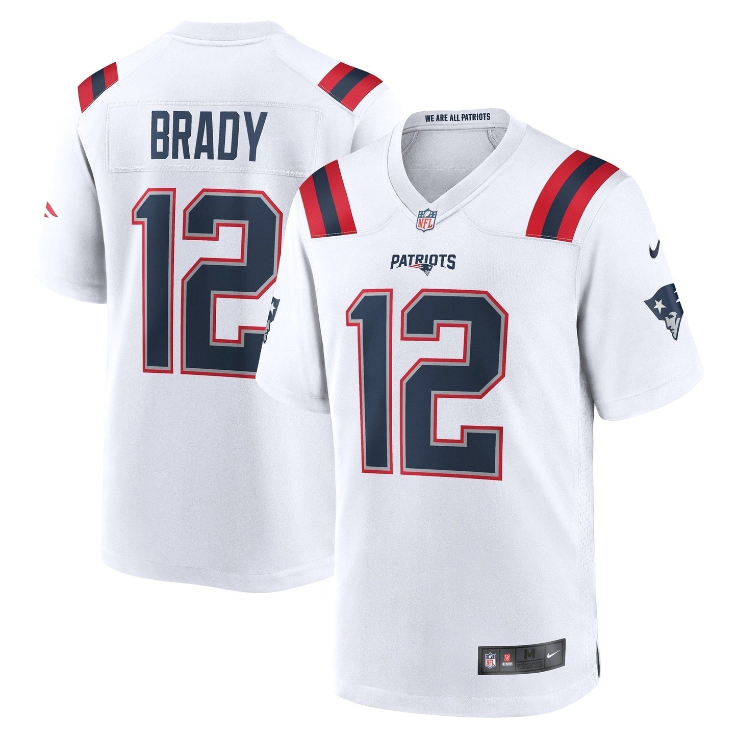 Tom Brady New England Patriots Retired Game Jersey - White football jersey product view 1
