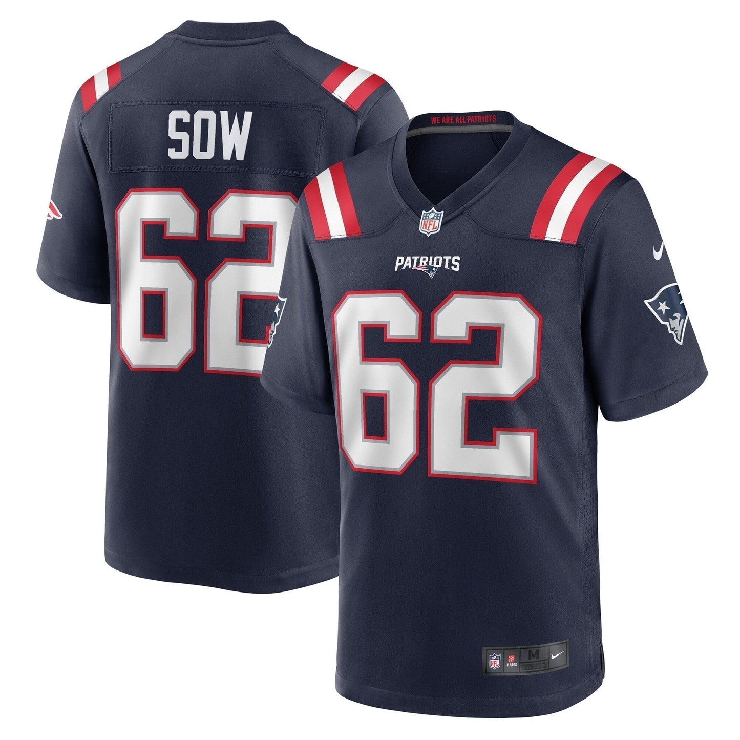 Sidy Sow New England Patriots Team Game Jersey - Navy football jersey product view 1