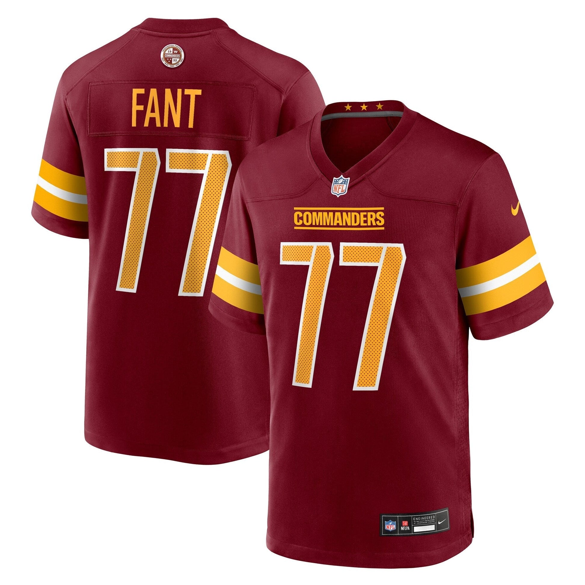 Washington Commanders George Fant Burgundy Team Game Jersey football jersey product view 1