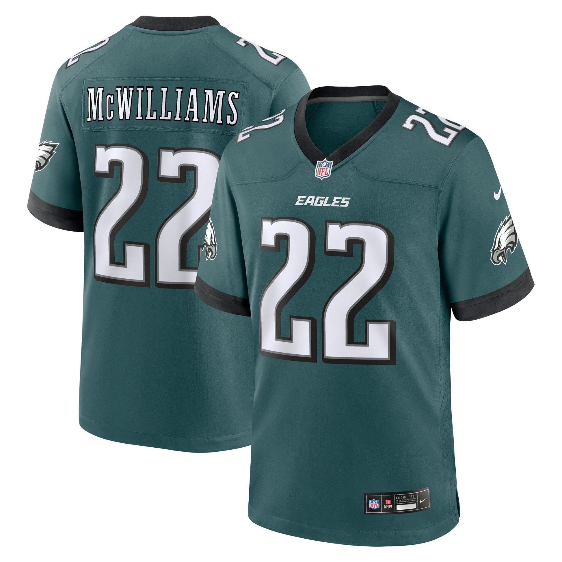 Philadelphia Eagles Mac McWilliams Midnight Green Team Game Jersey football jersey product view 1
