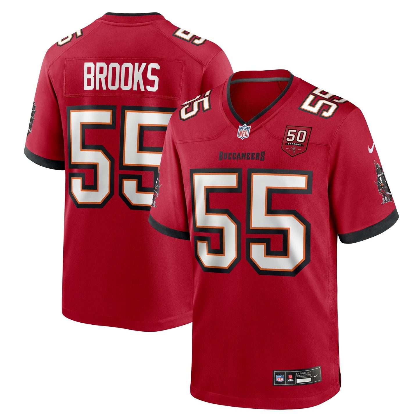 Tampa Bay Buccaneers Derrick Brooks Red 50th Season Team Game Jersey football jersey product view 1