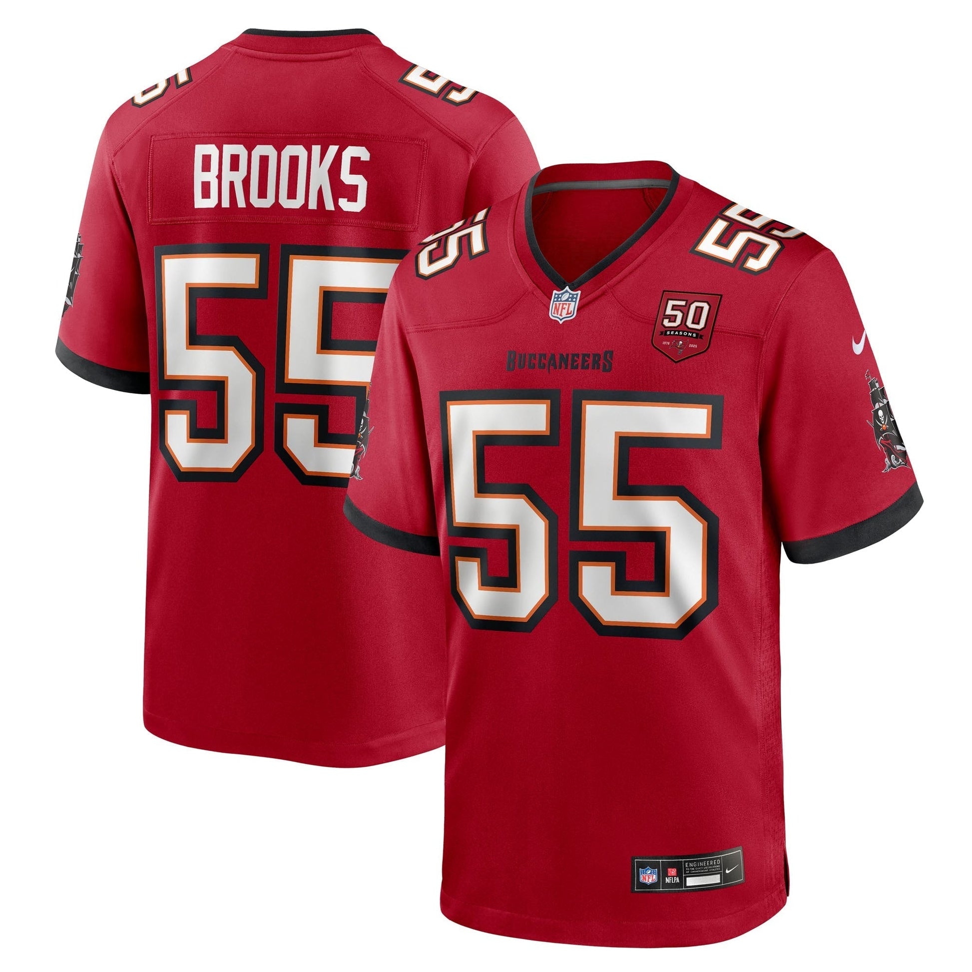 Tampa Bay Buccaneers Derrick Brooks Red 50th Season Team Game Jersey football jersey product view 1